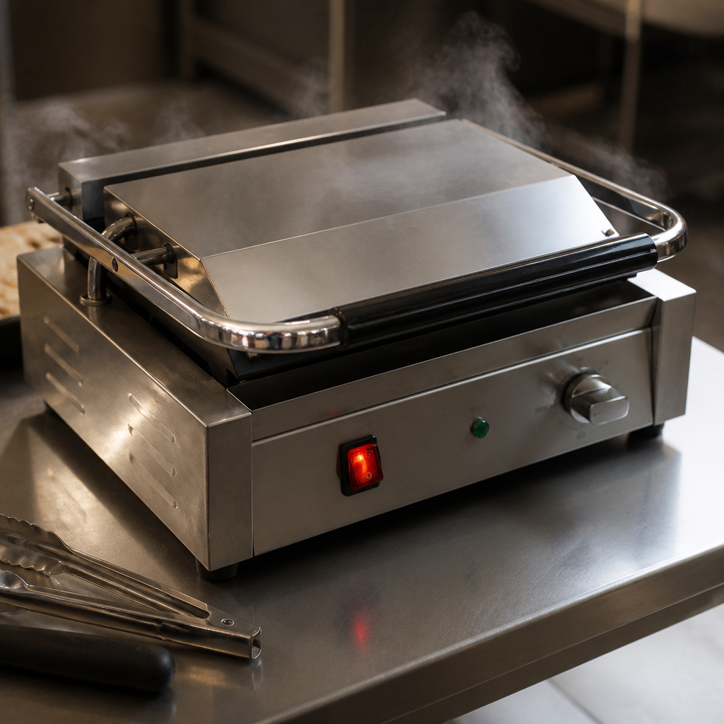 Large Commercial Contact Grill with Adjustable Heat Control