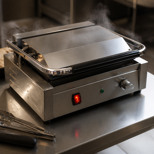 Large Commercial Contact Grill with Adjustable Heat Control