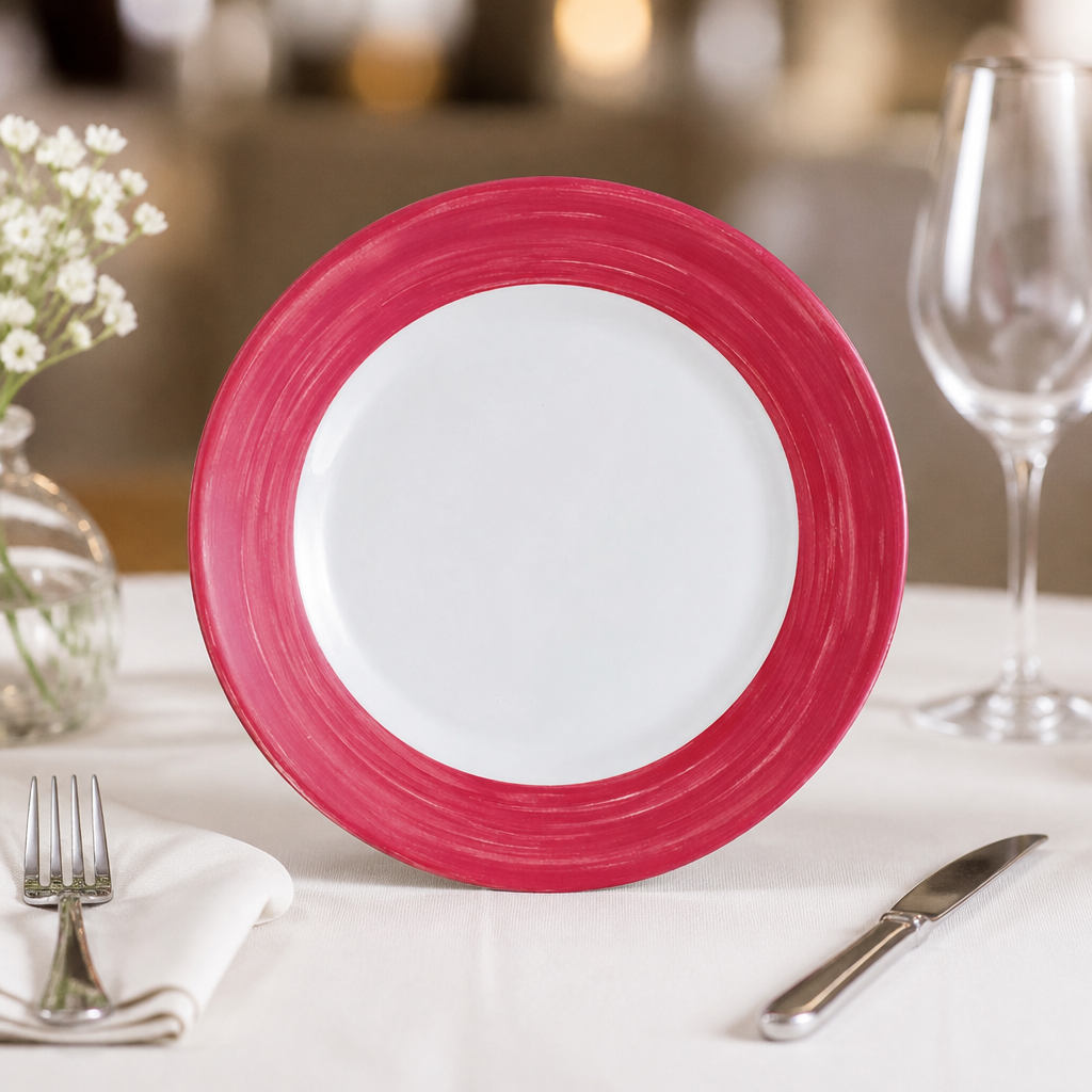 Commercial Brush Soup Plates 225mm Cherry Red Pack of 12