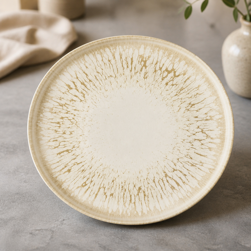 Natural inked walled plates 260mm pack of 6, microwave safe