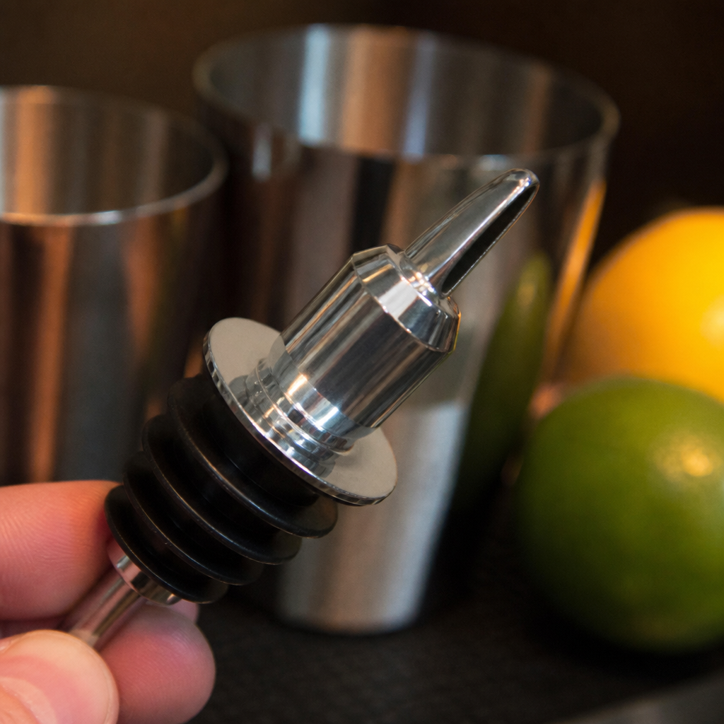 Commercial Spirit Pourer Short 10 Pack in durable plastic with chrome finish