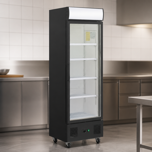 Commercial Upright Display Fridge 368Ltr Black Finish