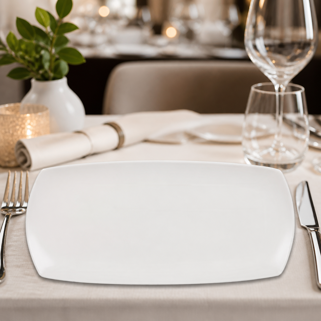 Commercial Rectangular Porcelain Plates 355x190mm 6 Pack