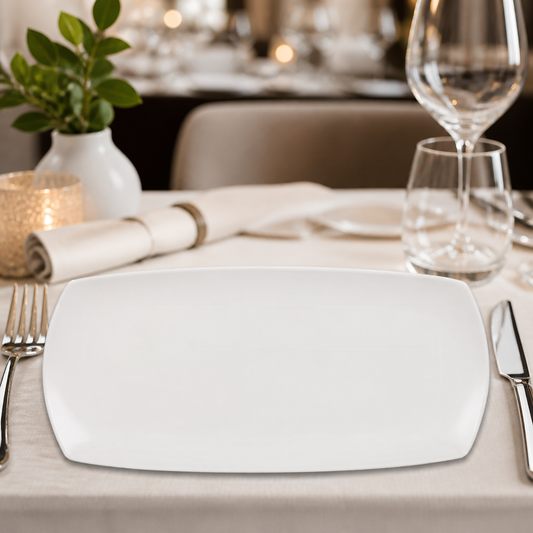 Commercial Rectangular Porcelain Plates 355x190mm 6 Pack