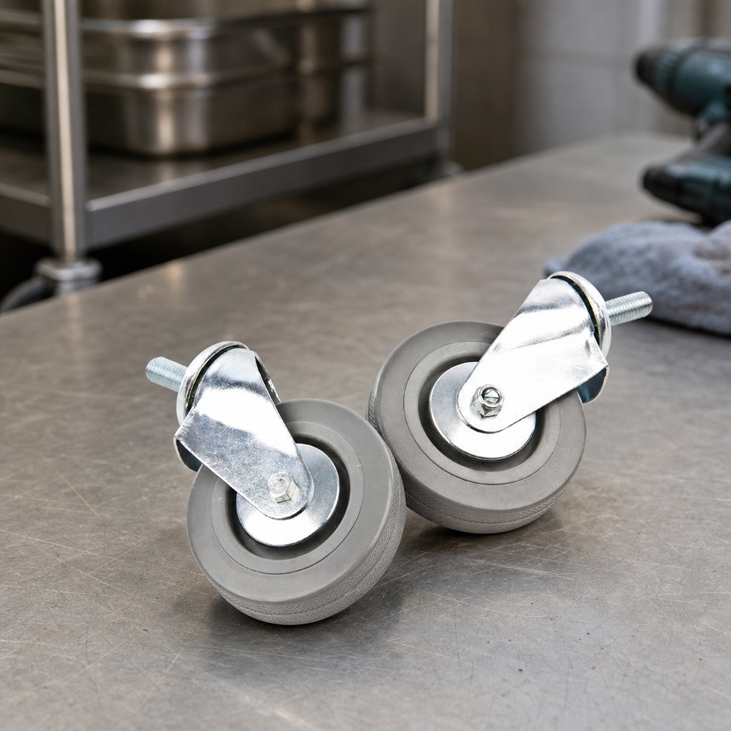 Commercial Stainless Steel Trolley Castors Set of 2 95mm