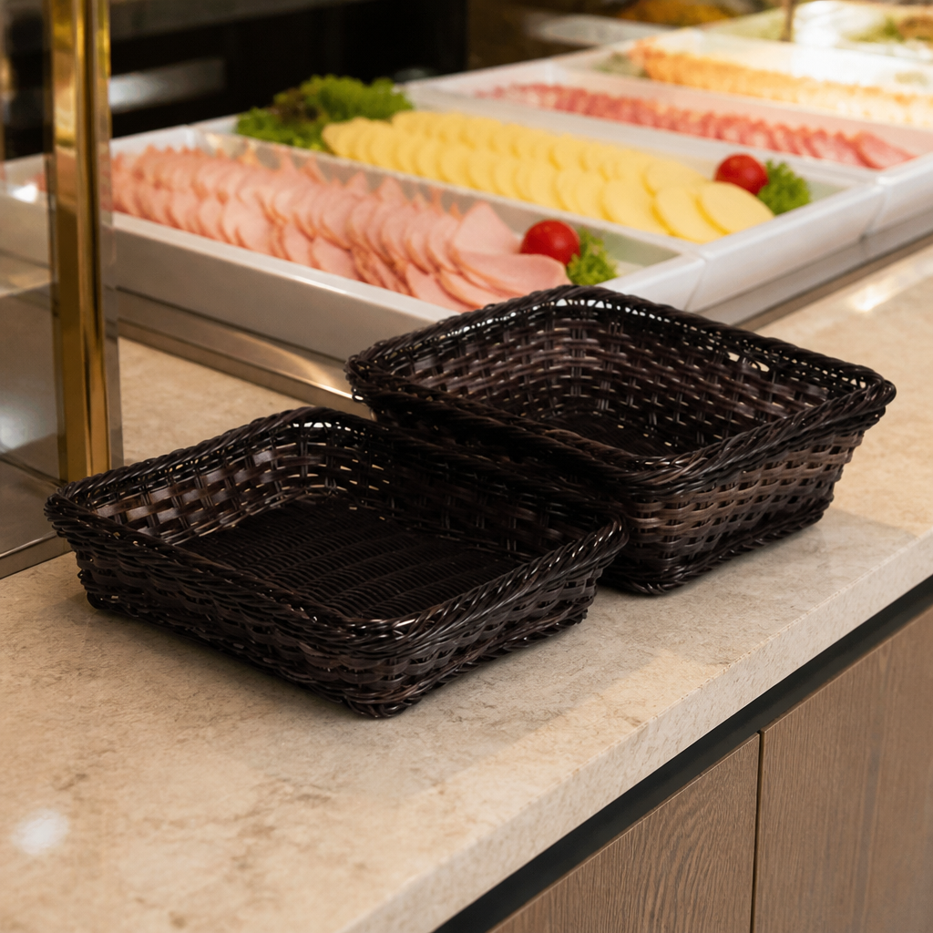 Commercial Polyrattan Basket GN 1/2 100mm for Display