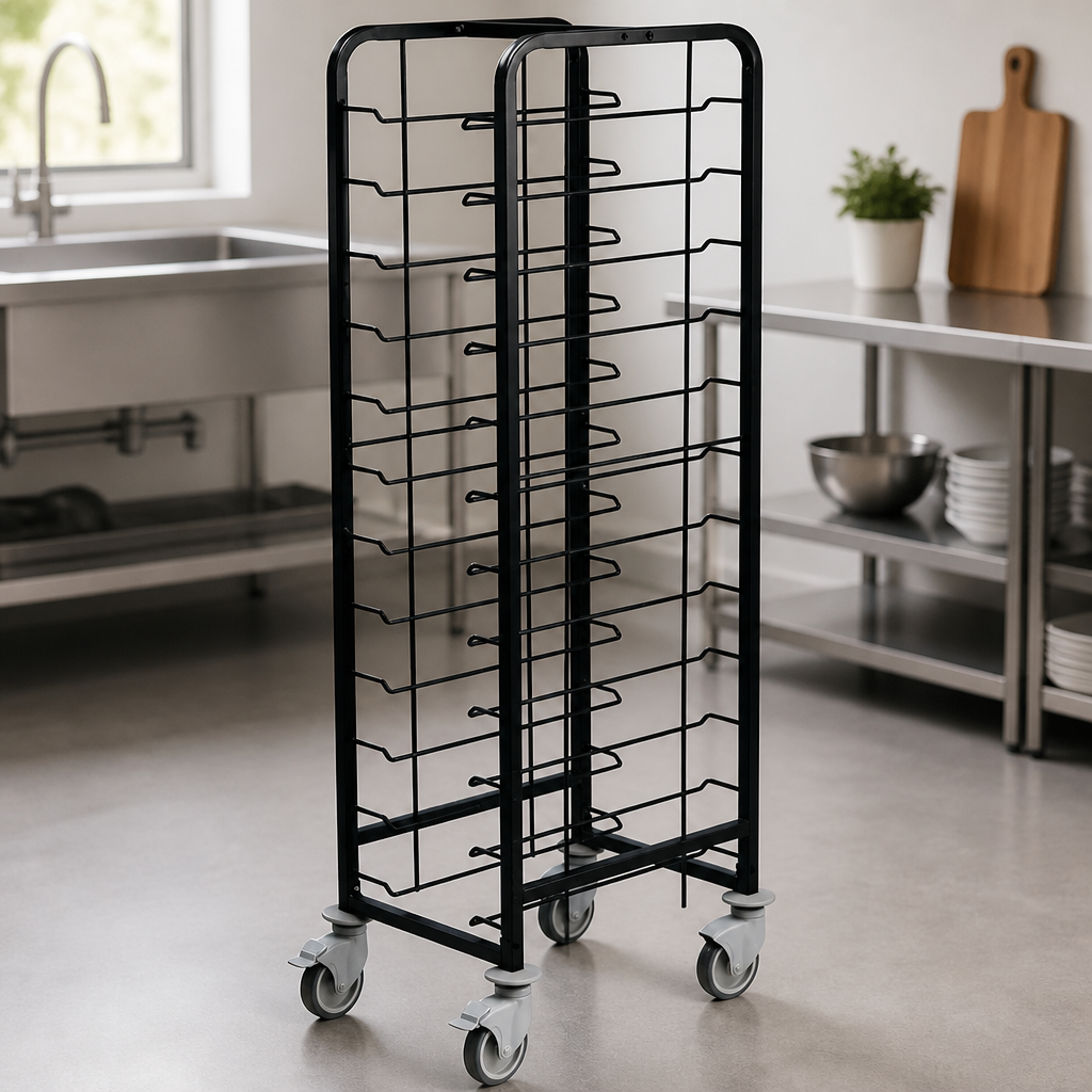 Commercial 12-Shelf Tray Trolley with Castor Wheels