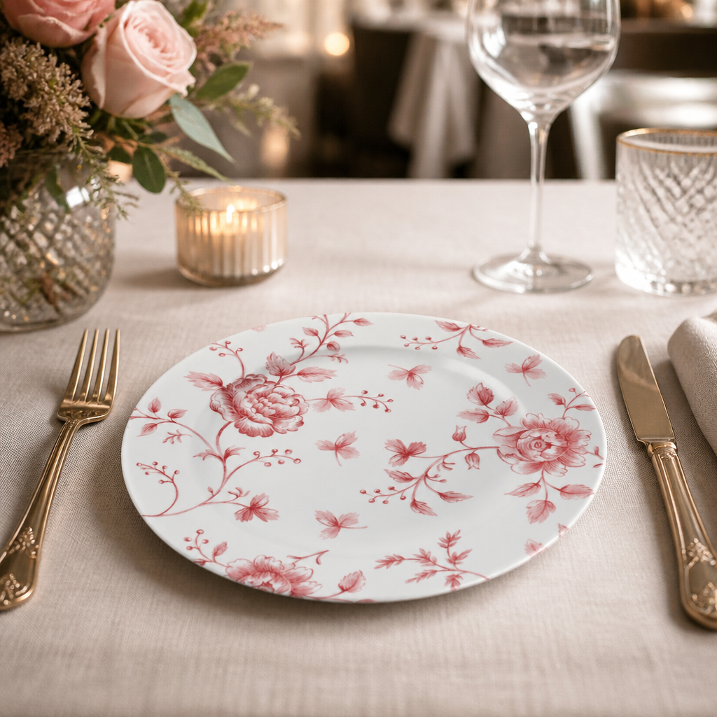 Commercial Vintage Prints Tea Plates 170mm Cranberry Rose 6 Pack