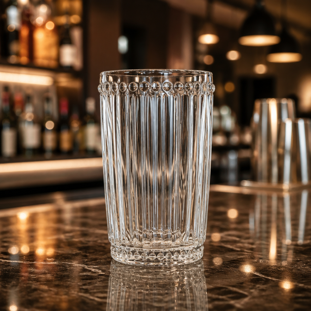Commercial Hi Ball Glasses 395ml 6 Pack Cut Glass Style