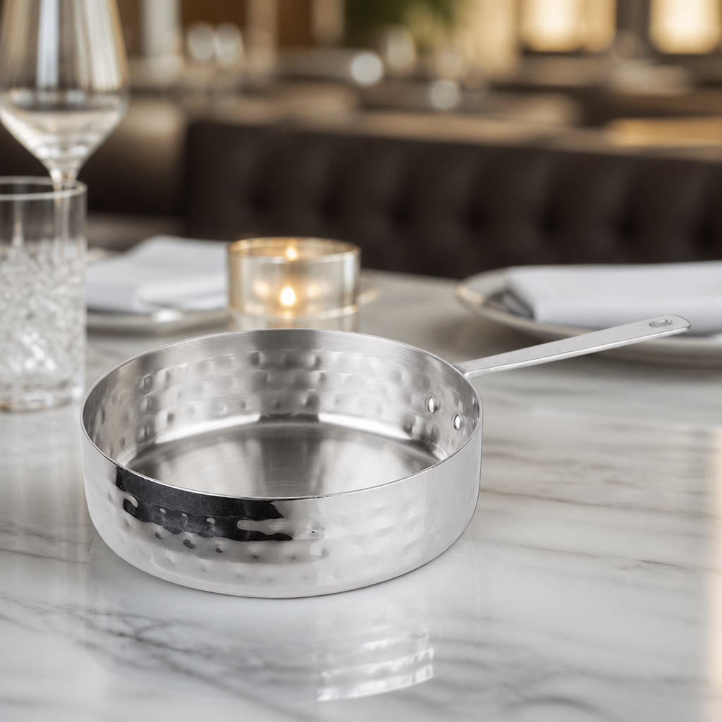 Commercial Mini Saucepan Hammered 125mm Stainless Steel Dish
