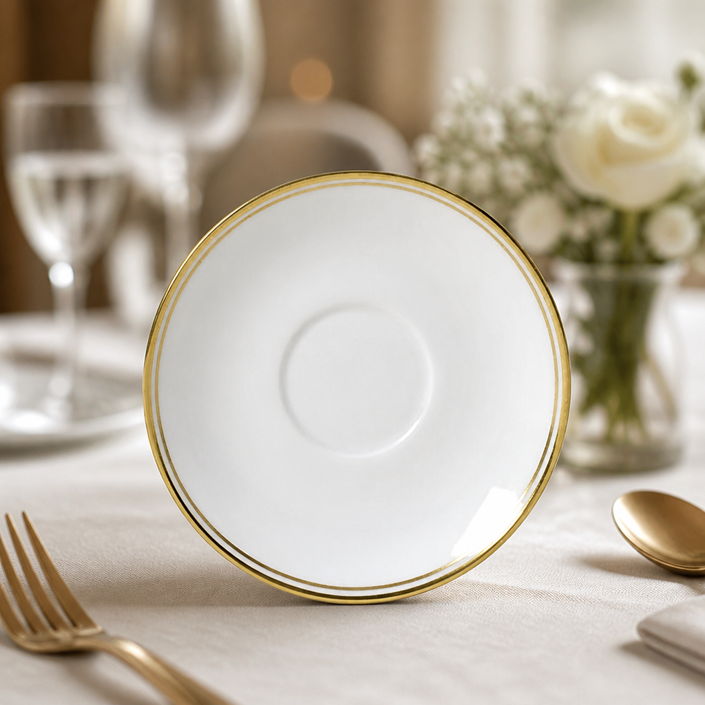 Burnished Gold Espresso Saucers 120mm - 12 Pack