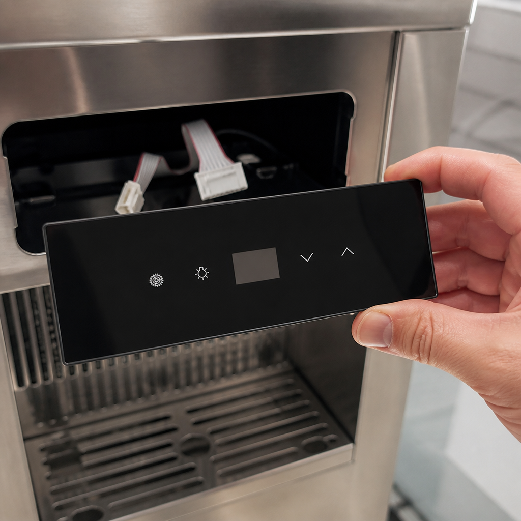 Commercial drink dispenser touch panel replacement part in black