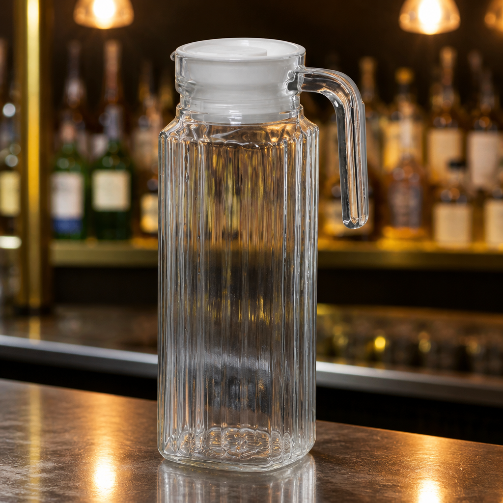 Commercial Ribbed Glass Jugs 1Ltr - 6 Pack