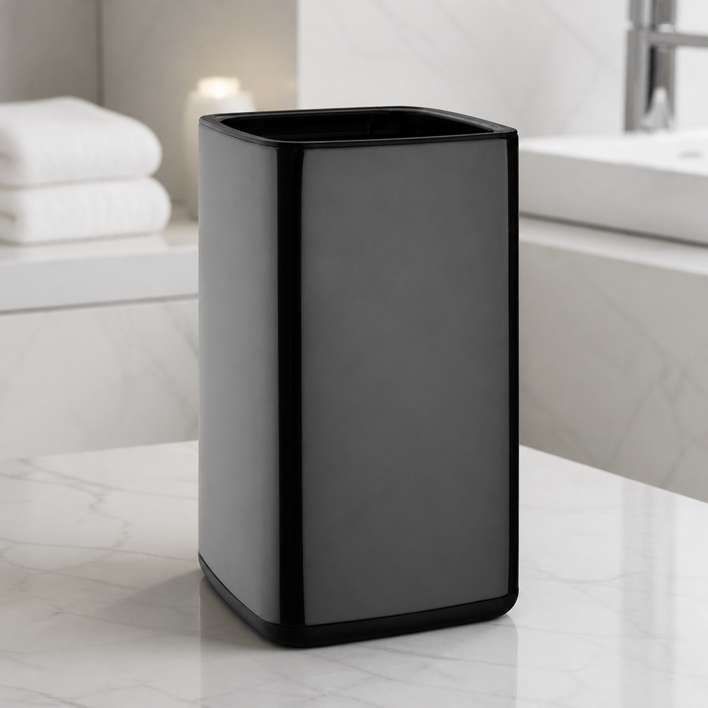 Commercial Square Waste Bin Black 10Ltr Polypropylene