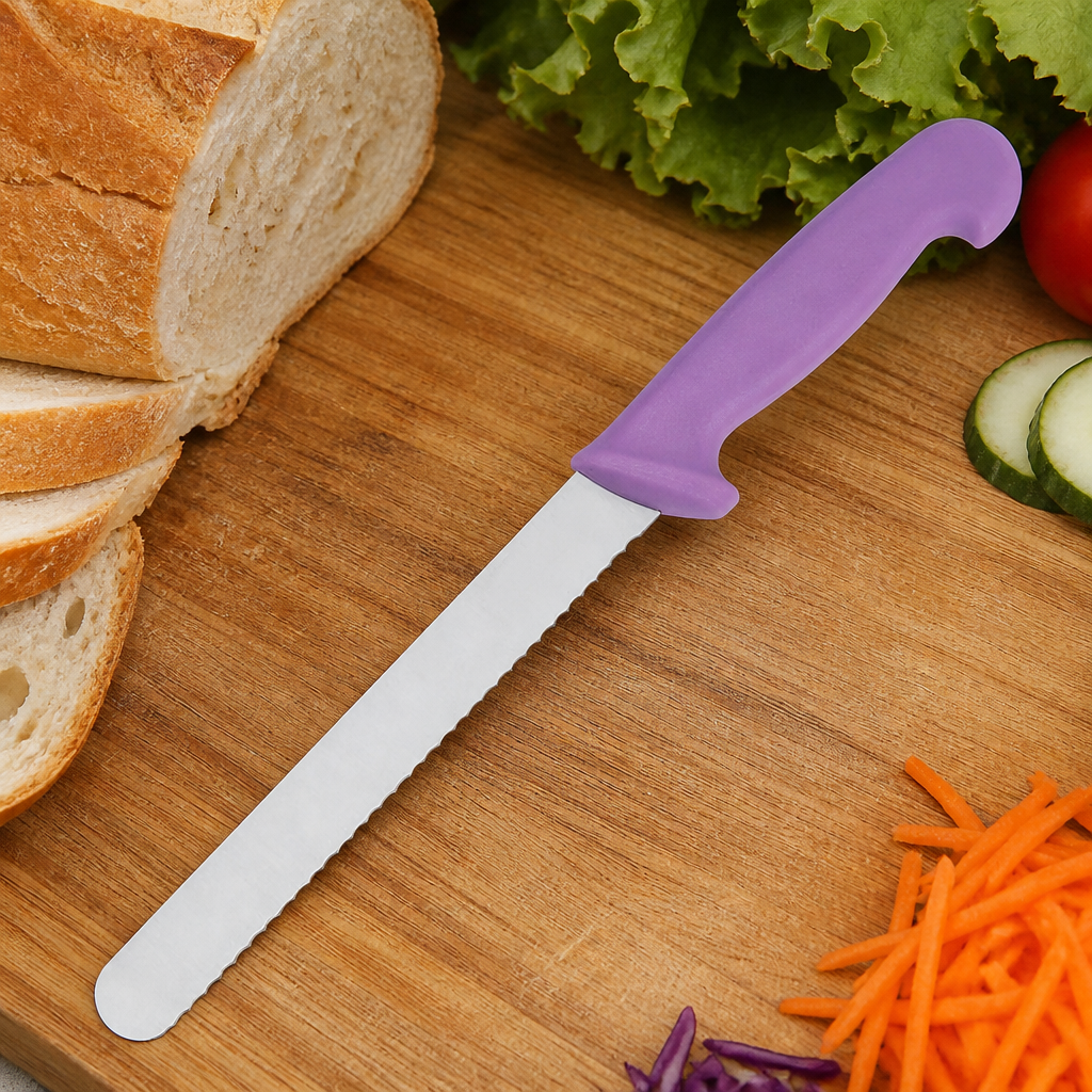 Commercial Purple Bread Knife 20cm with serrated edge