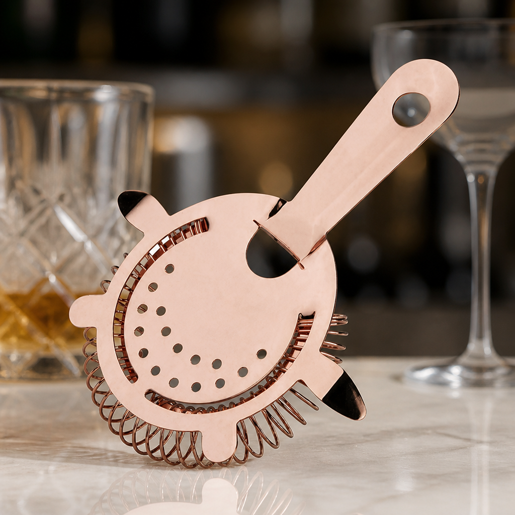 Commercial Hawthorne Strainer 4 Prong Copper Cocktail Tool