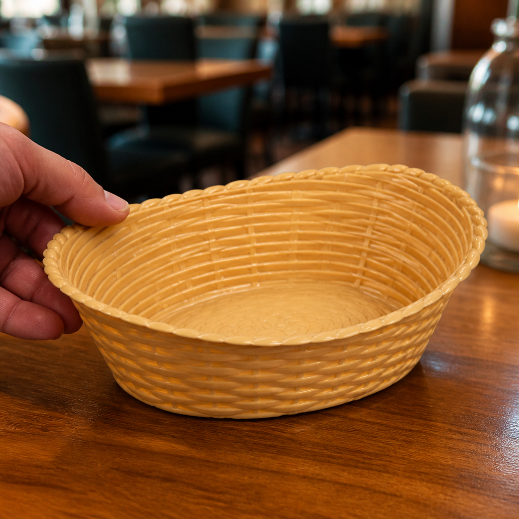 Commercial serving basket for casual dining and finger food