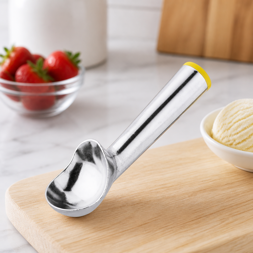 3oz Commercial Ice Cream Scoop with Yellow Cap and Numbered Handle
