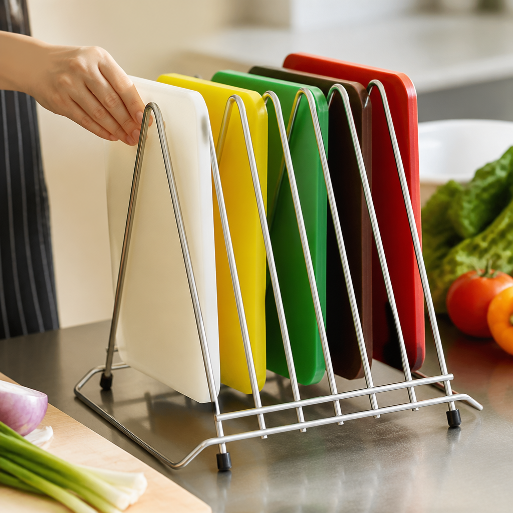 Commercial Chopping Board Rack with 7 slots in stainless steel