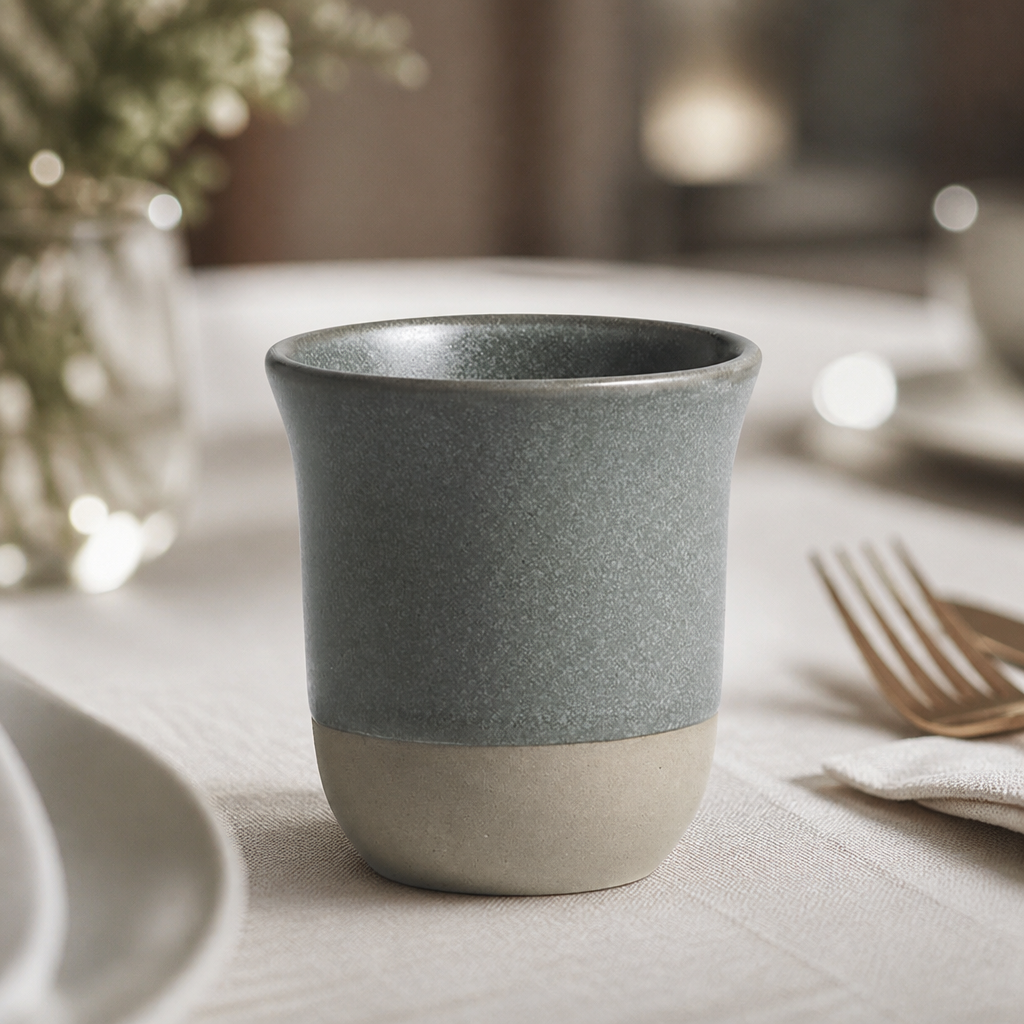 Commercial teal handless cups 142ml vitrified stoneware 24 pack