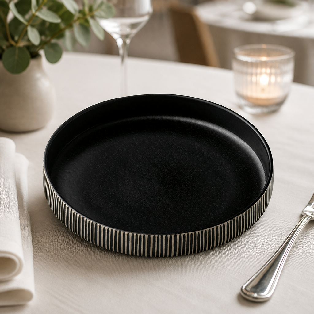 Commercial Deep Plates 240mm Black, 6 Pack Stoneware