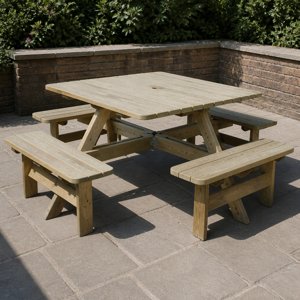 Commercial Wooden Picnic Table 6.5ft with Parasol Hole
