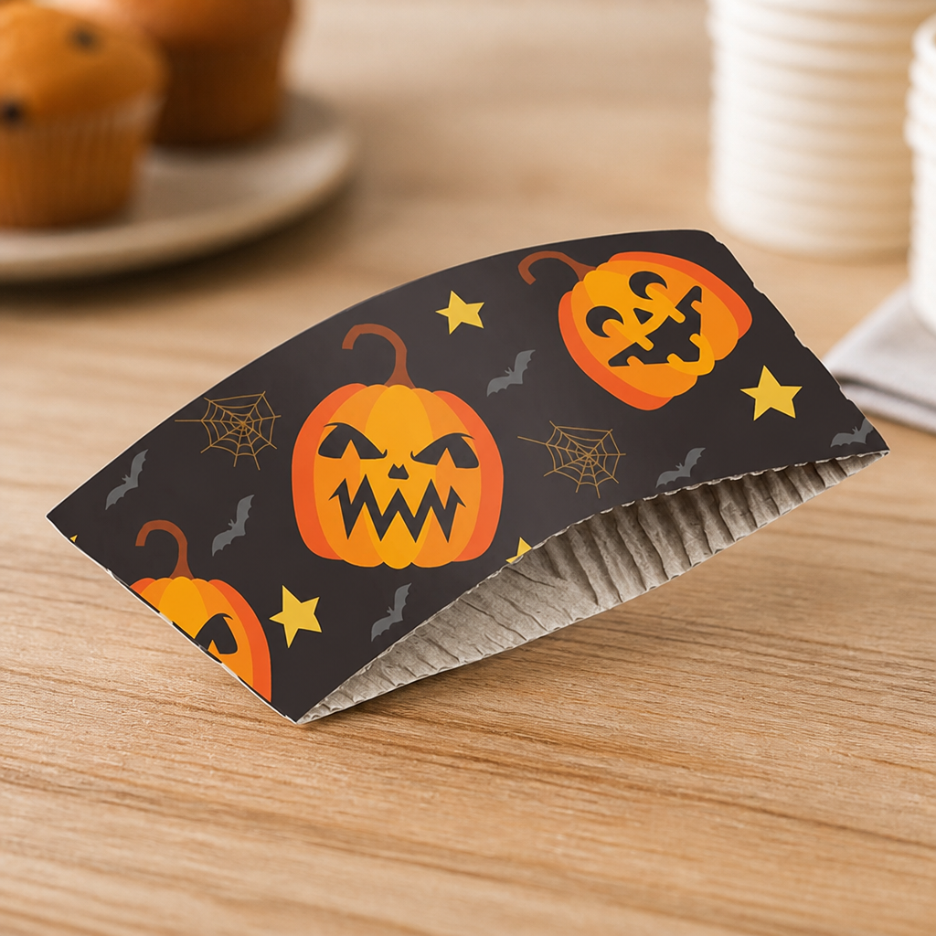 Halloween Recyclable Sleeves for 8oz Hot Cups - 100 Pack