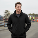 Premium Waterproof Softshell Jacket with Microfleece Inner Layer, Adjustable Hem, and Zipped Pockets in Black - Size 3XL