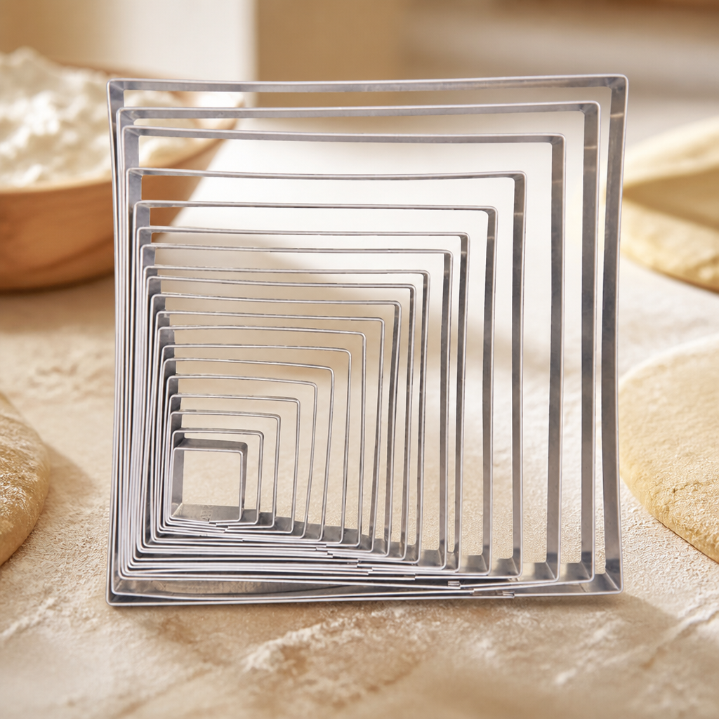 Commercial Stainless Steel Square Cookie Cutters 19 Pack