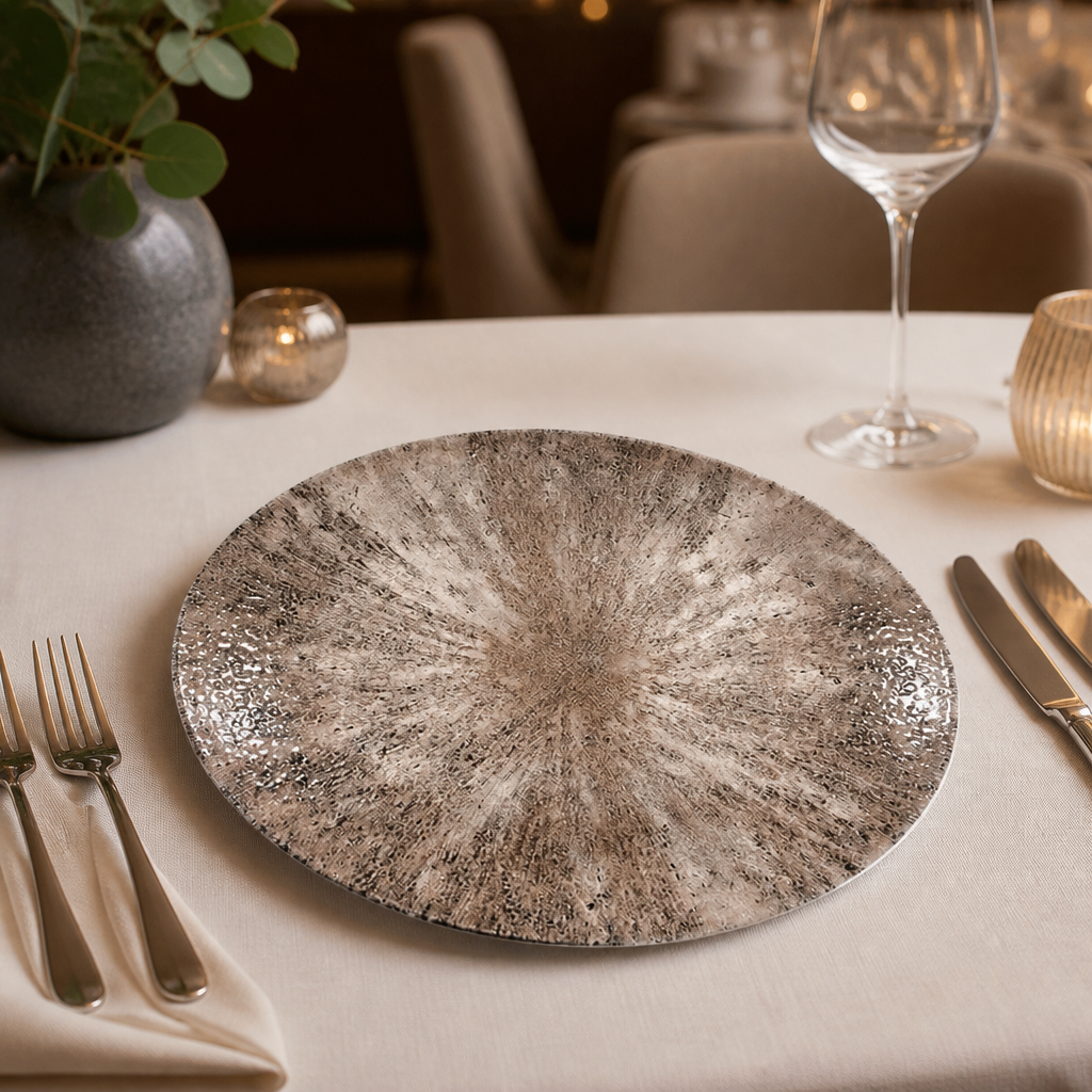 Commercial Stone Coupe Plates 317mm in Zircon Brown, 12 Pack