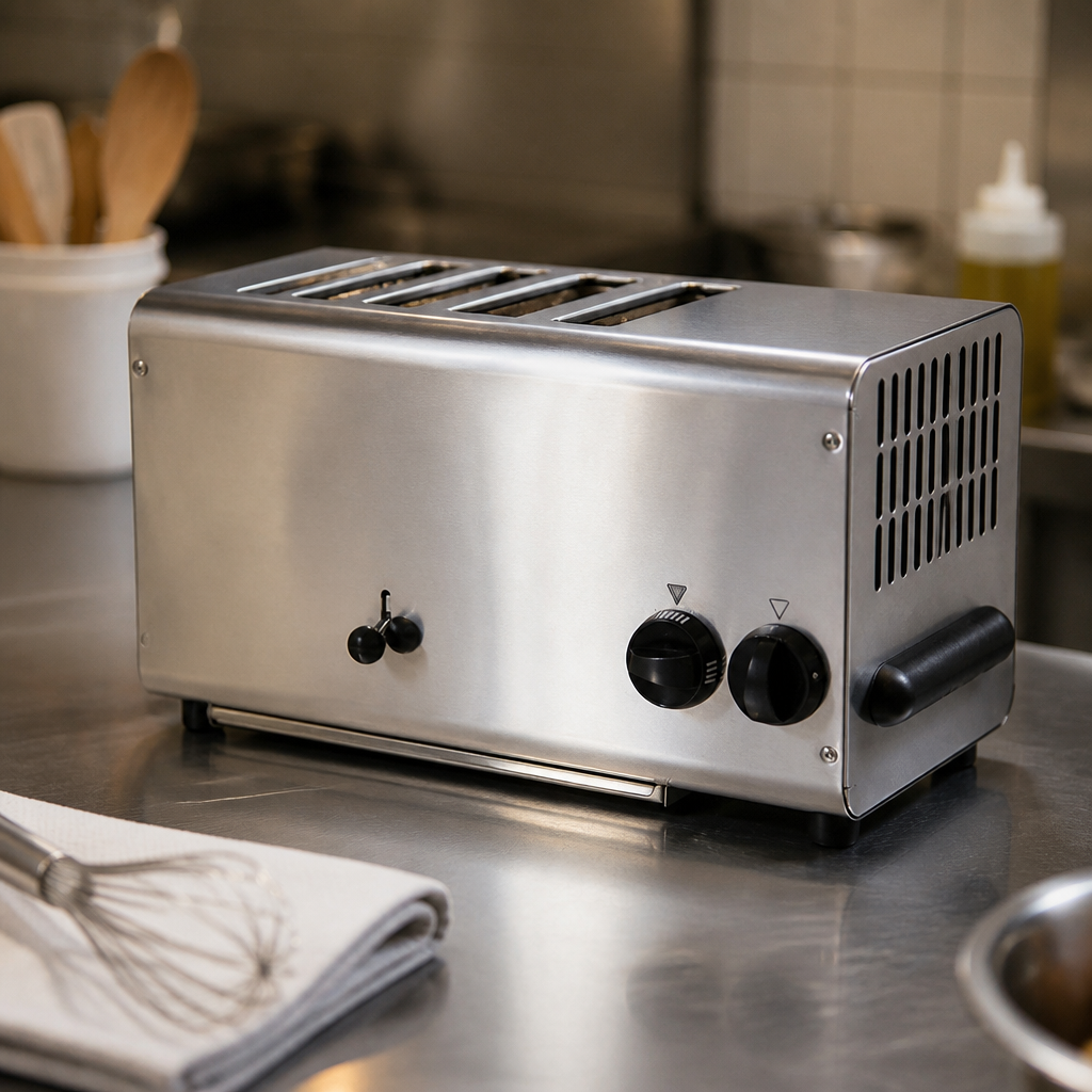 Commercial 6 Slice Toaster with front lever and stainless steel finish