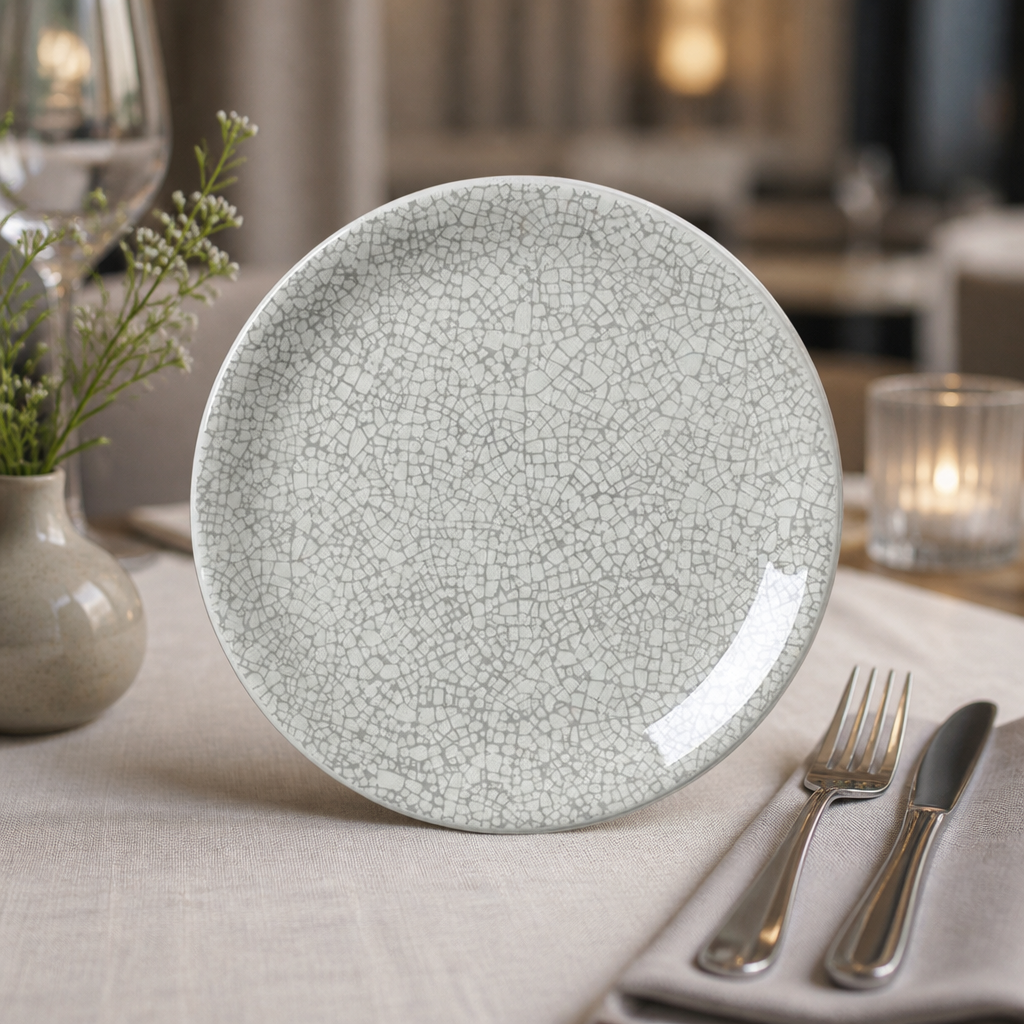 Commercial Coupe Plates 153mm Crackle Grey - 12 Pack