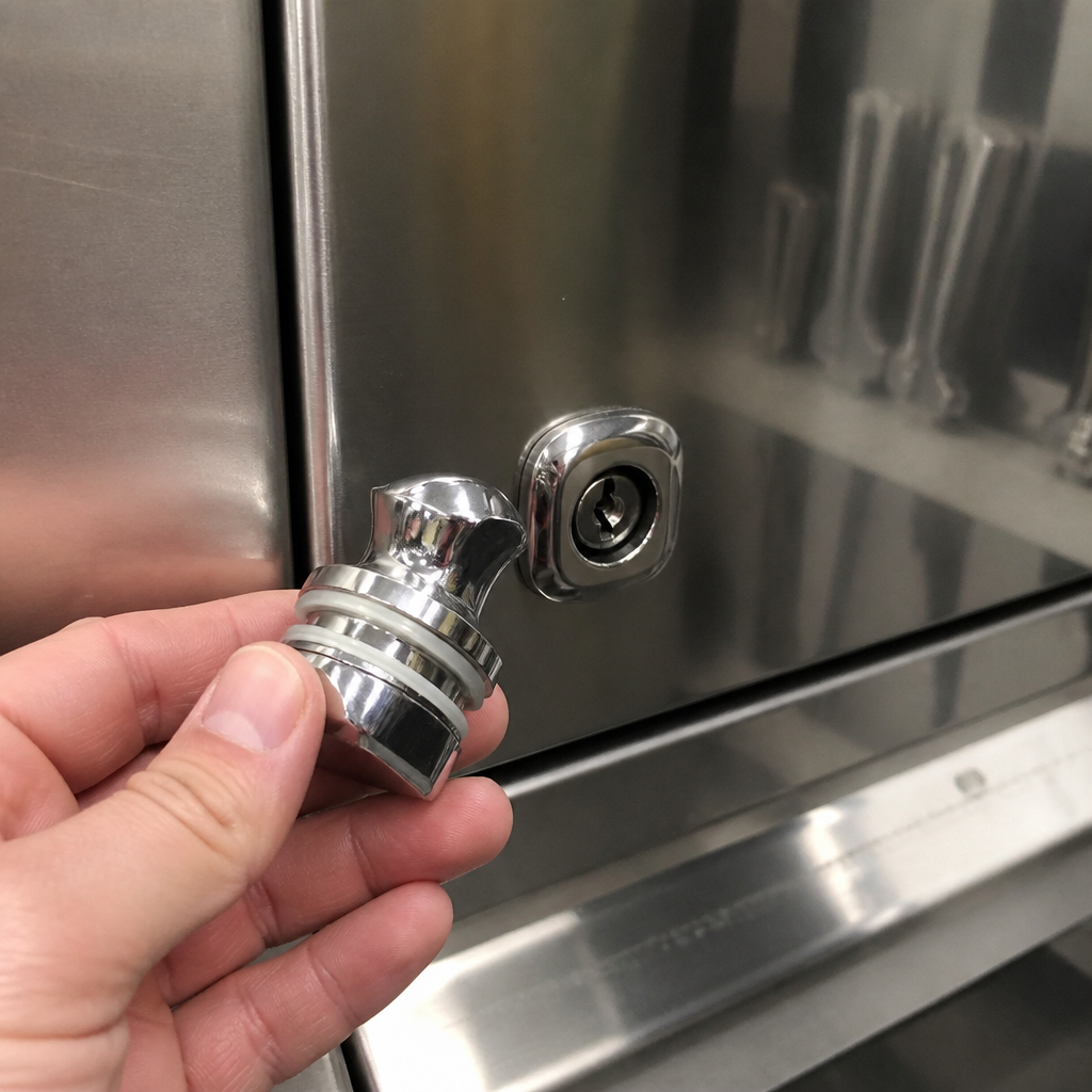 Commercial Knife Steriliser Lock and Key in stainless steel