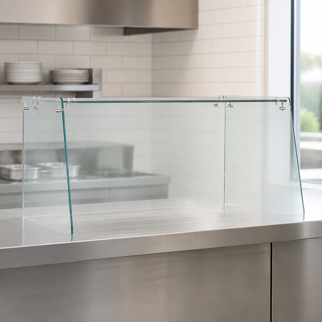 Commercial Glass Sneeze Guard Assembly for Counter Fridge