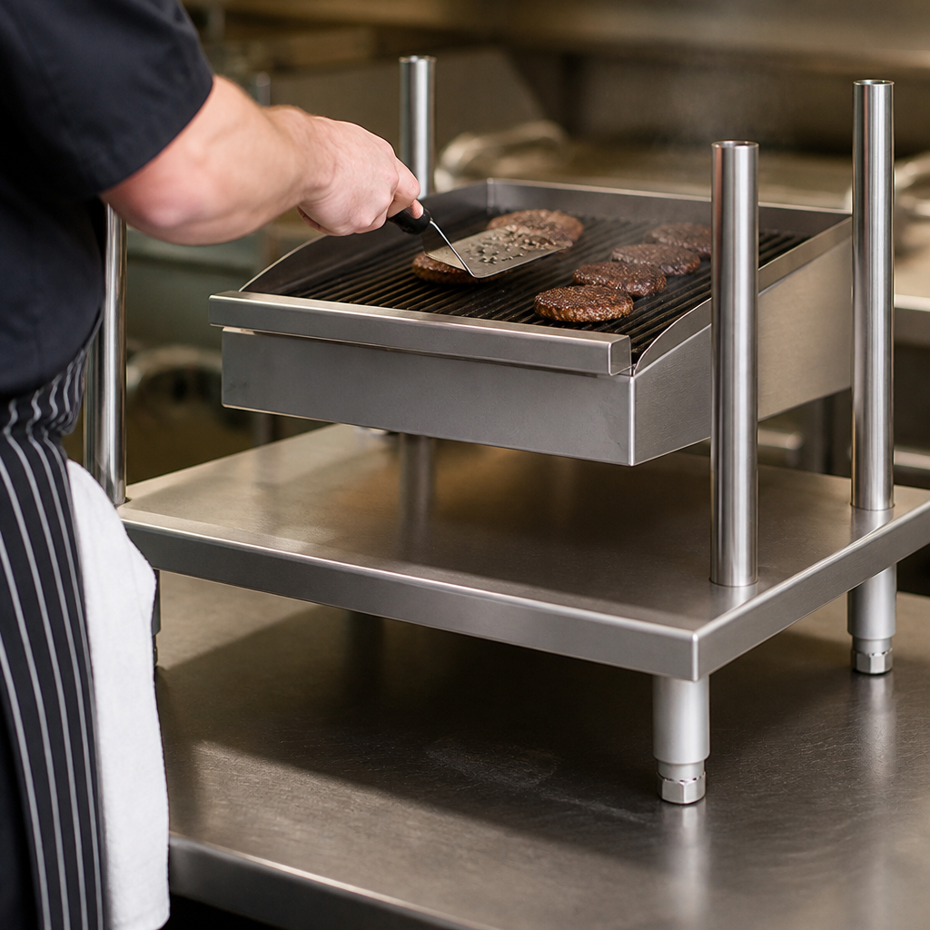 Commercial Stainless Steel Grill Stand with Undershelf