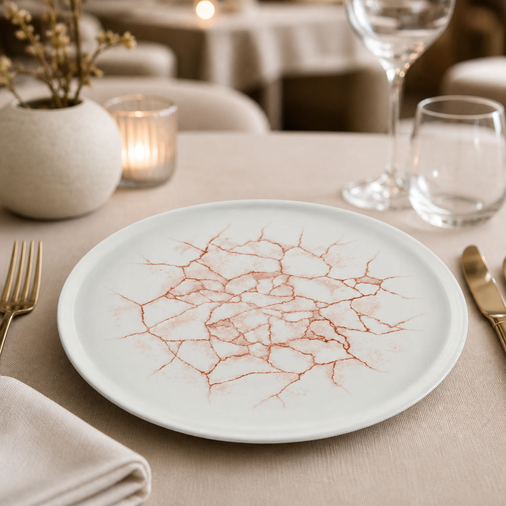Kintsugi Walled Plates Coral 260mm - 6 Pack