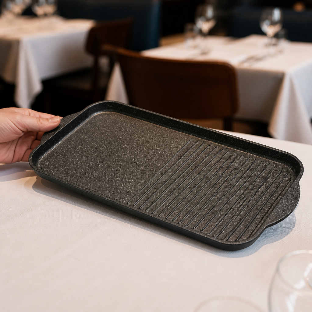 Commercial Cast Aluminium Griddle Tray 460mm Sizzler Pan