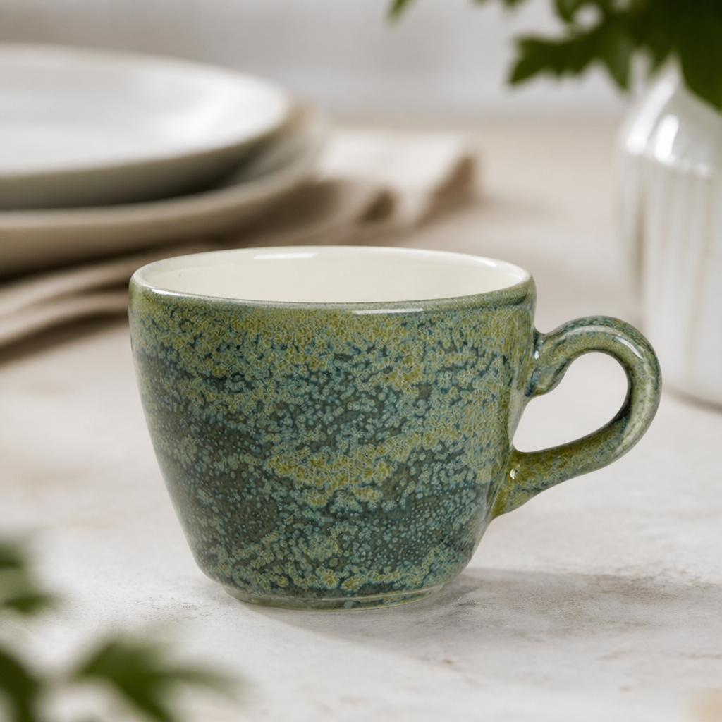Commercial Jade Cups 85ml - 12 Pack Artisan Glazed Finish