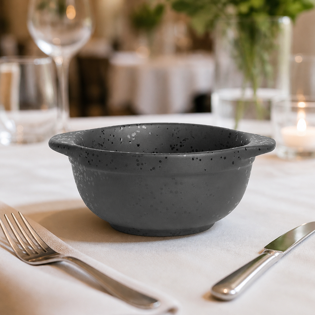 Set of 6 commercial eared bowls 250ml in stoneware dinnerware