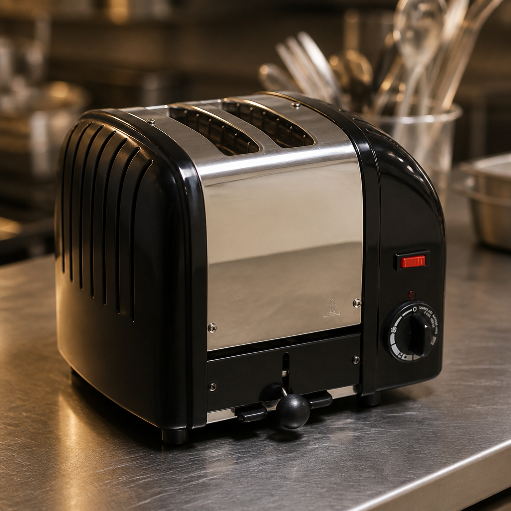 Commercial 2 Slice Toaster with extra wide slots in black