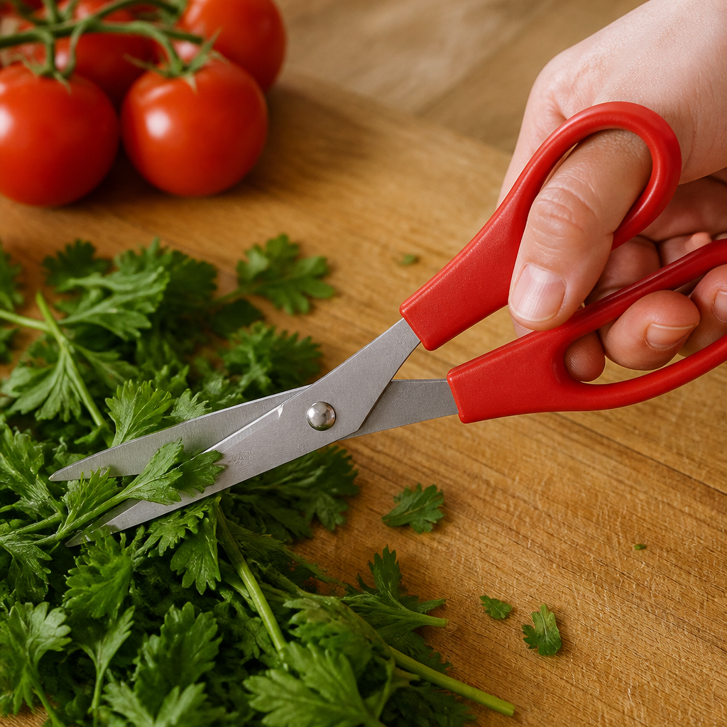 Ergonomic red stainless steel commercial kitchen scissors 203mm