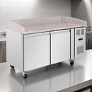 Commercial Double Door Pizza Prep Counter 428Ltr Granite Top