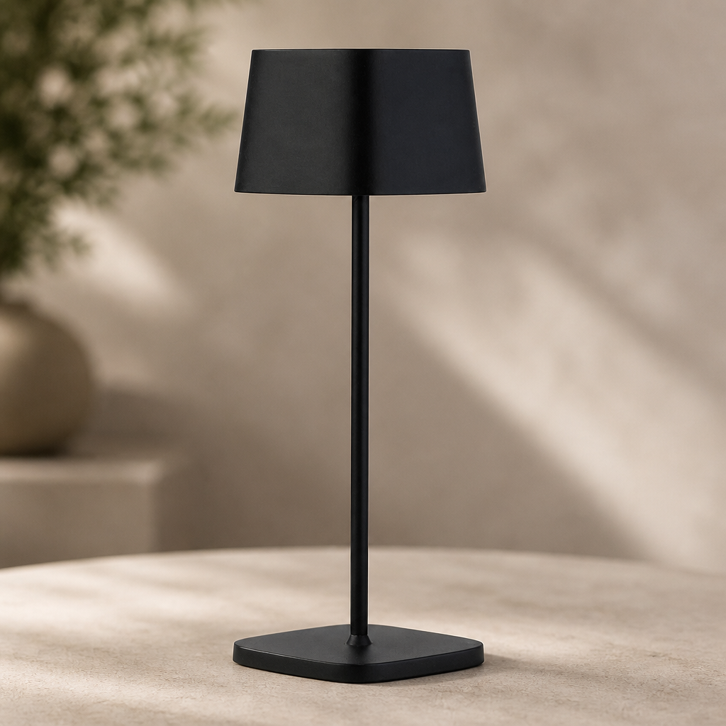 300mm Cordless Table Lamp - Black Aluminium - 6 Pack