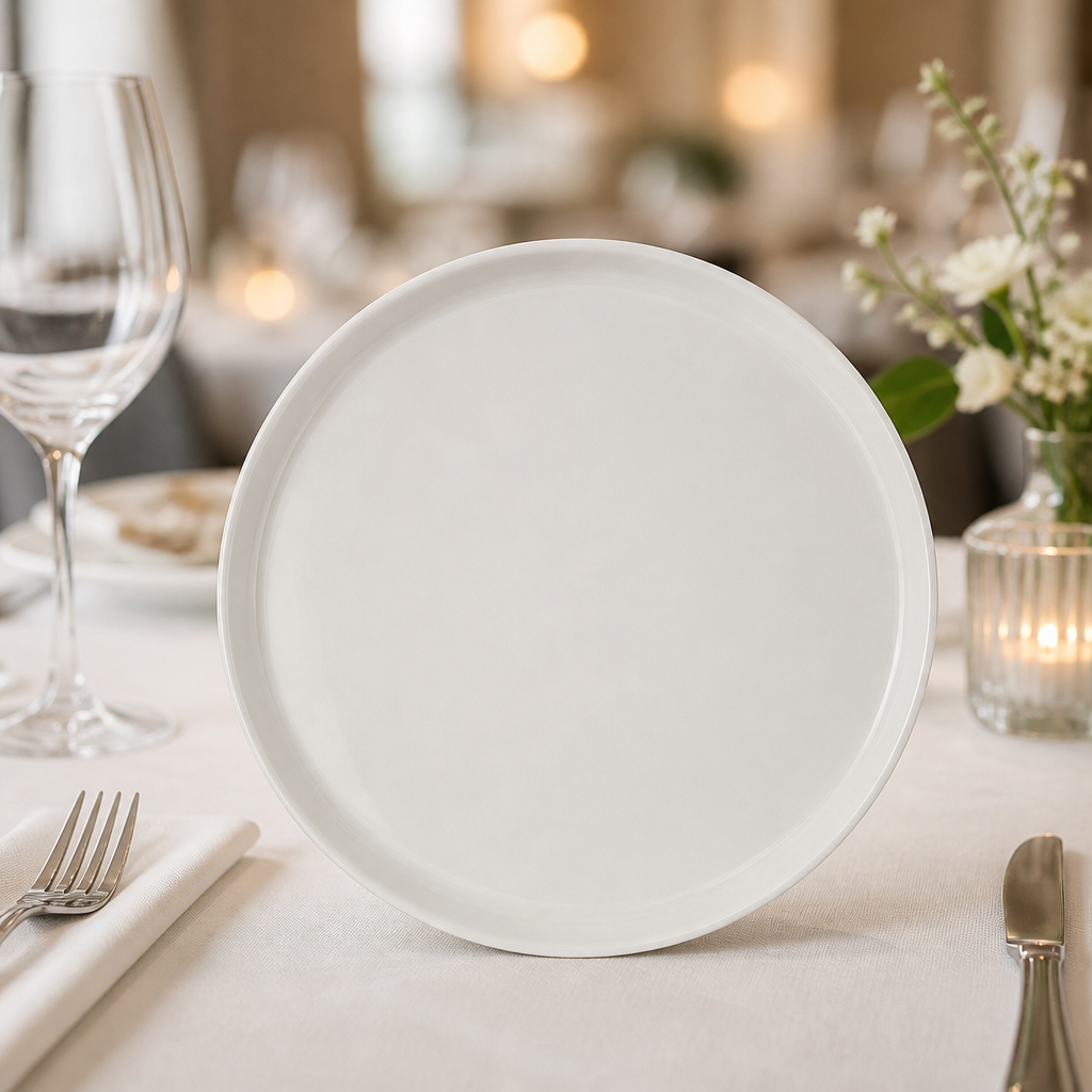 Commercial Round Trays 275mm for food presentation, 12 pack