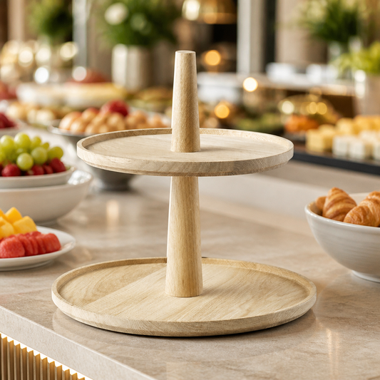 Two-Tier Wooden Tray 300mm Ø for Commercial Display