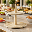 Two-Tier Wooden Tray 300mm Ø for Commercial Buffet Display