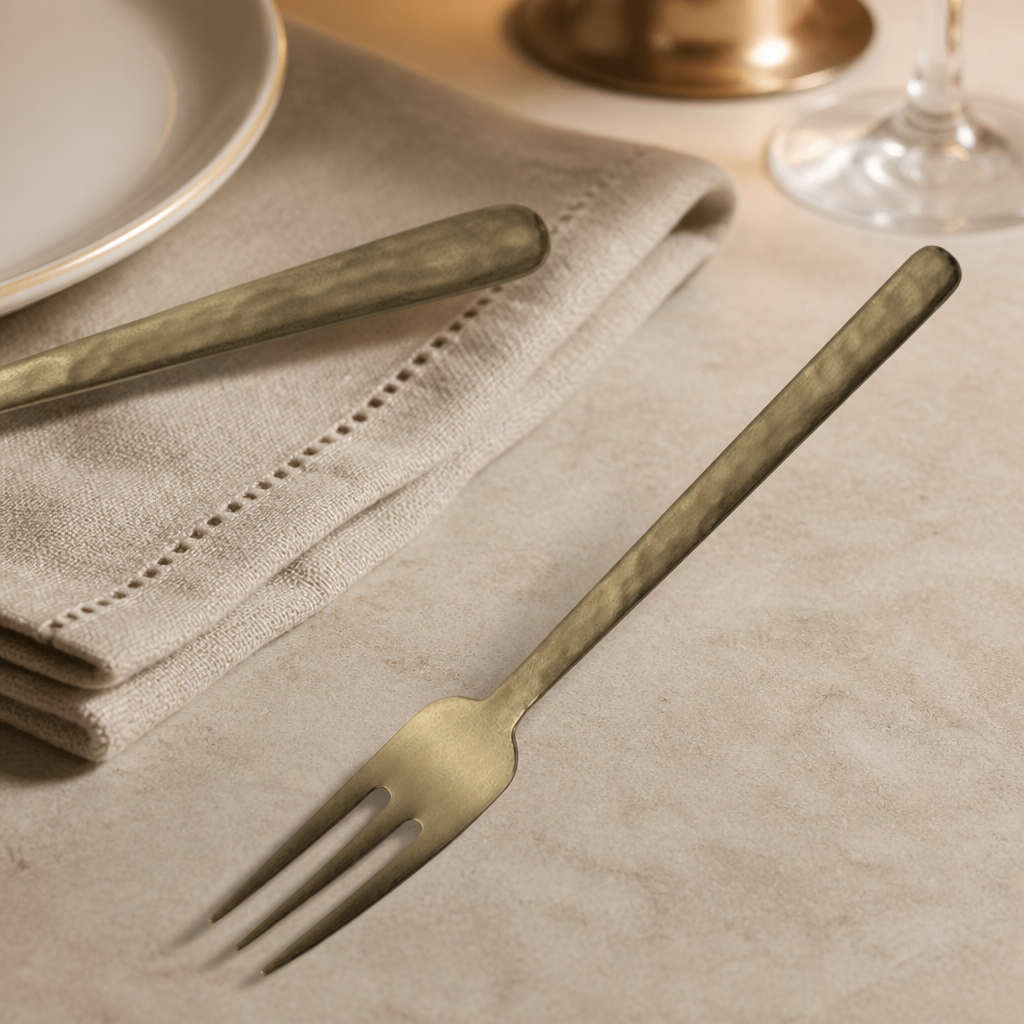 Vintage Gold Three-Prong Table Forks 12 Pack