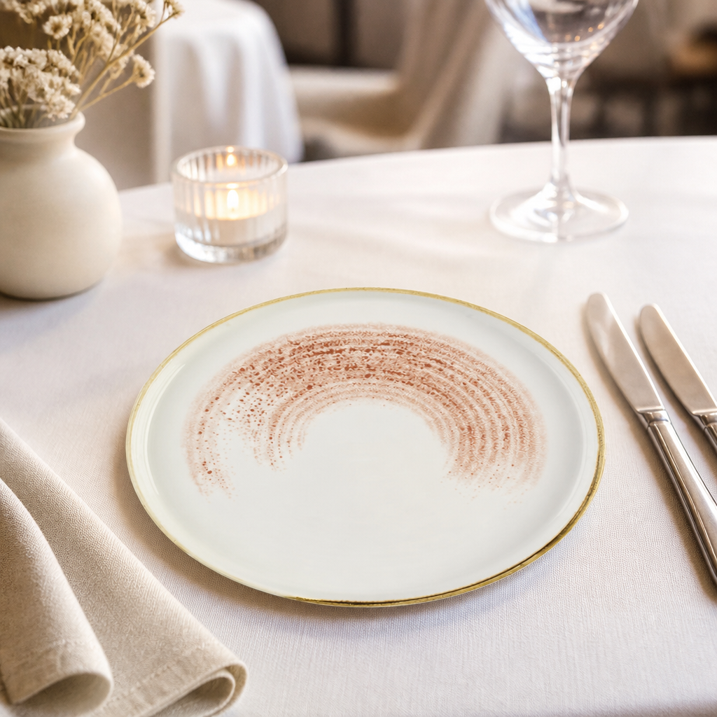 Commercial Walled Plates 260mm Coral 6 Pack Dishwasher Safe