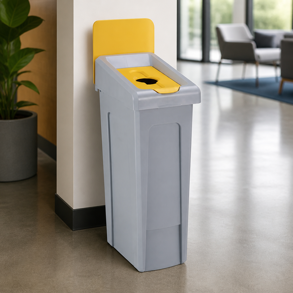 87Ltr Commercial Plastic Recycling Station Yellow