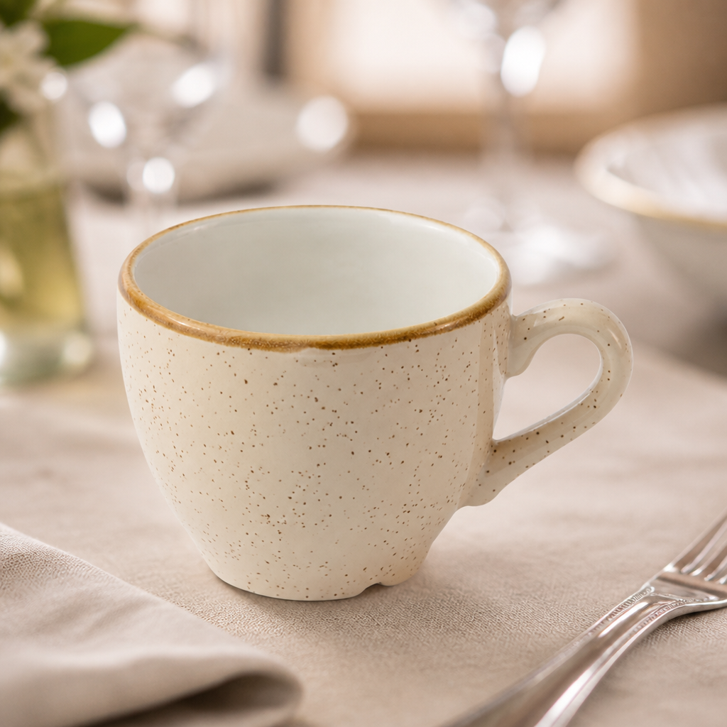 Set of 12 dishwasher safe 103ml cream espresso cups